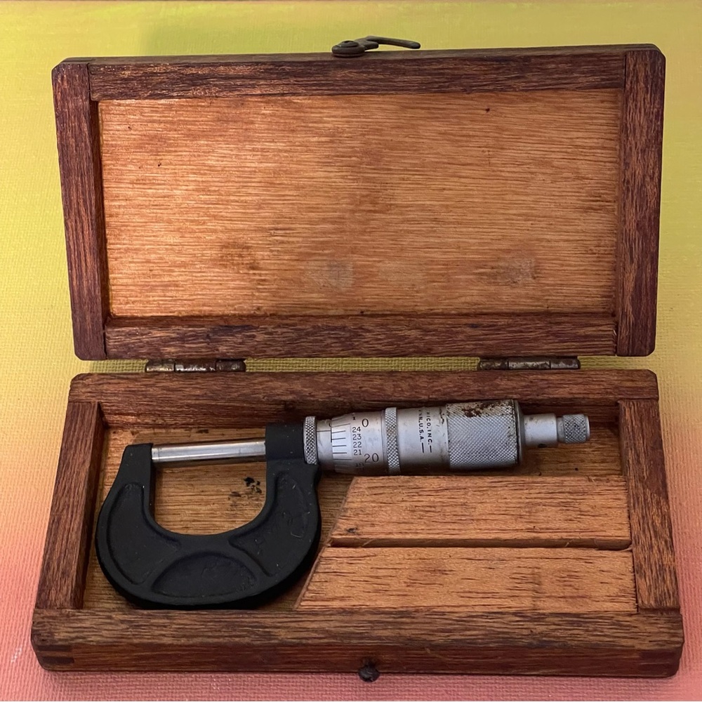 Vintage Micrometer in Wooden Case
